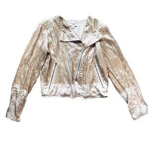 Greylin Jacket Womens Small Sequin Moto Biker Asymmetrical Zip Party Shimmer